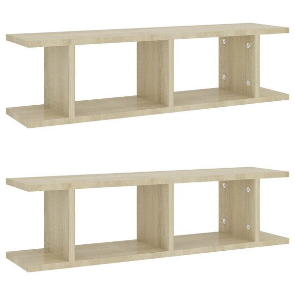 vidaXL Étagères murales 2 Pièces Chêne sonoma 75x18x20 cm bois ingénierie