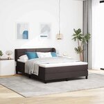 vidaXL Lit boxspring avec matelas Marron foncé 160 x 200 cm tissu