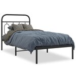 vidaXL Cadre de lit métal sans matelas avec tête de lit noir 80x200 cm