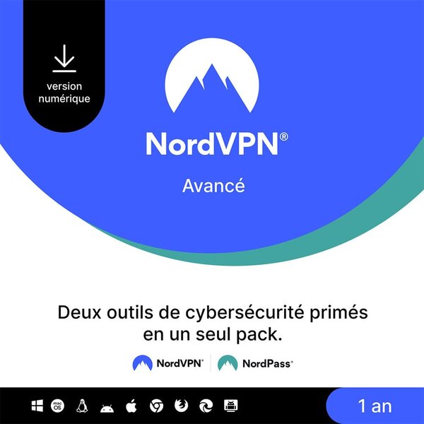 NordVPN Avancé - 10 appareils - Abonnement 1 an