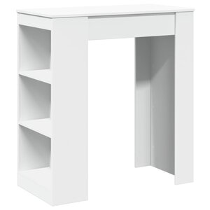vidaXL Table de bar avec étagères blanc bois d'ingénierie