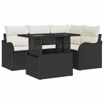 vidaXL Ensemble de canapé de jardin avec coussin 5 Pièces Noir Poly rotin