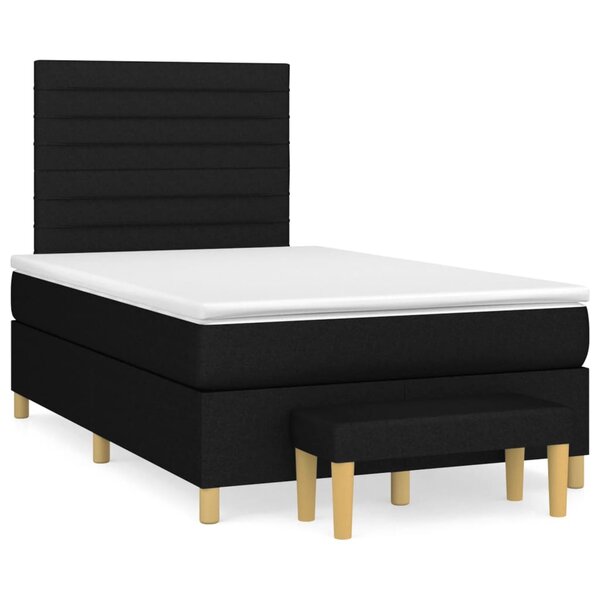 vidaXL Sommier à lattes de lit avec matelas Noir 120x200 cm Tissu
