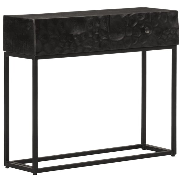 vidaXL Table console noir 90x30x76 cm bois massif de manguier et fer