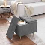vidaXL Pouf de rangement Gris foncé 60 x 60 x 45 cm Velours