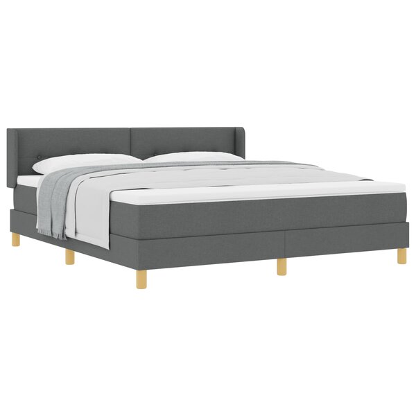Lit avec sommier à ressorts vidaXL et matelas gris foncé 180x200 cm tissu