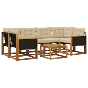vidaXL Ensemble de canapés d'extérieur 7 pc Naturel et Beige
