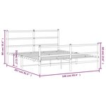 vidaXL Cadre de lit métal sans matelas avec pied de lit noir 160x200cm