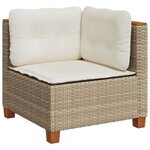 vidaXL Canapé d'angle de jardin avec coussins beige résine tressée