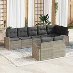 vidaXL Ensemble de canapé de jardin 8 Pièces Gris clair Poly rotin