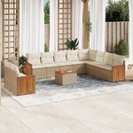 vidaXL Salon de jardin 11 Pièces avec coussins beige résine tressée