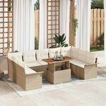 vidaXL Ensemble de canapé de jardin 10 Pièces Beige Poly rotin