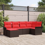vidaXL Ensemble de canapé de jardin 6 Pièces Marron Poly rotin