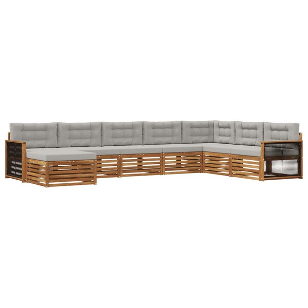 vidaXL Ensemble de canapés d'extérieur 8 Pièces Naturel et gris clair