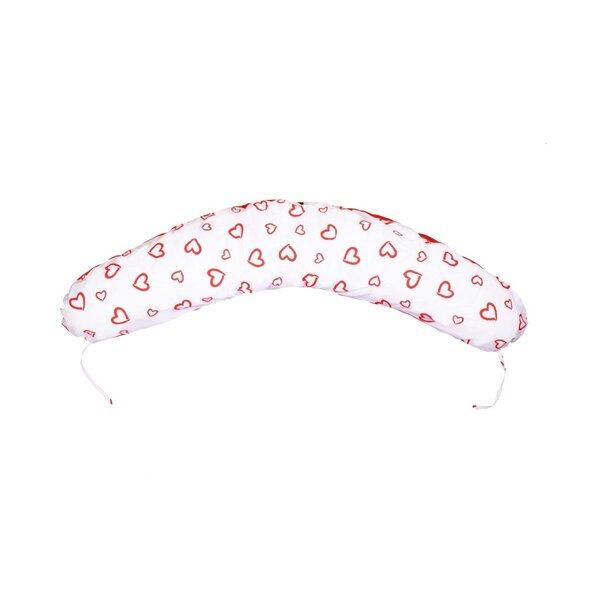 Coussin maternité pre/post natal usages multiples coeurs rouges sur fond blanc - rouge