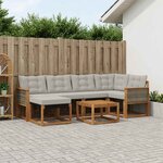 vidaXL Ensemble de canapés d'extérieur 7 Pièces Naturel et gris clair