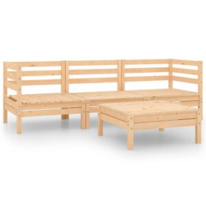 Salon de jardin meuble d'extérieur ensemble de mobilier 4 pièces bois de pin massif 02_0016236