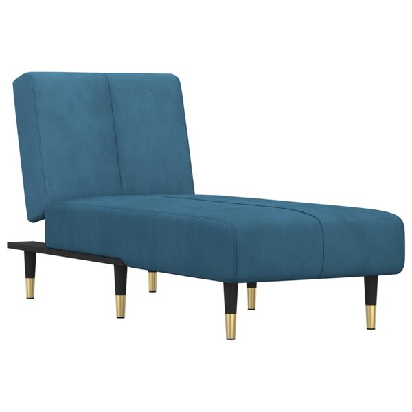 vidaXL Chaise longue bleu velours