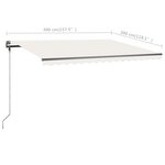 vidaXL Auvent manuel rétractable avec LED 400x300 cm Crème