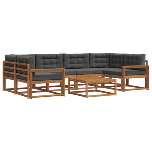 vidaXL Ensemble de canapés d'extérieur 7 Pièces Naturel et Anthracite