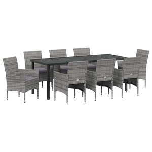 vidaXL Ensemble de salle à manger pour jardin 9 Pièces Gris polyrotin