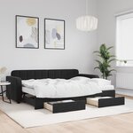 vidaXL Lit de jour avec gigogne et tiroirs noir 80x200 cm velours