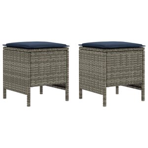 vidaXL 2 pc Pouf de Jardin Rotin PE Gris et bleu marine