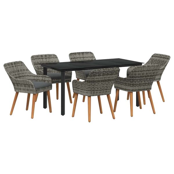 vidaXL Ensemble de salle à manger pour jardin 7 Pièces Gris polyrotin