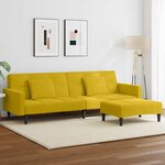 vidaXL Canapé-lit à 2 places avec repose-pied jaune velours