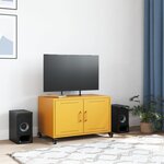 vidaXL Meuble TV jaune moutarde 68x39x43 5 cm acier