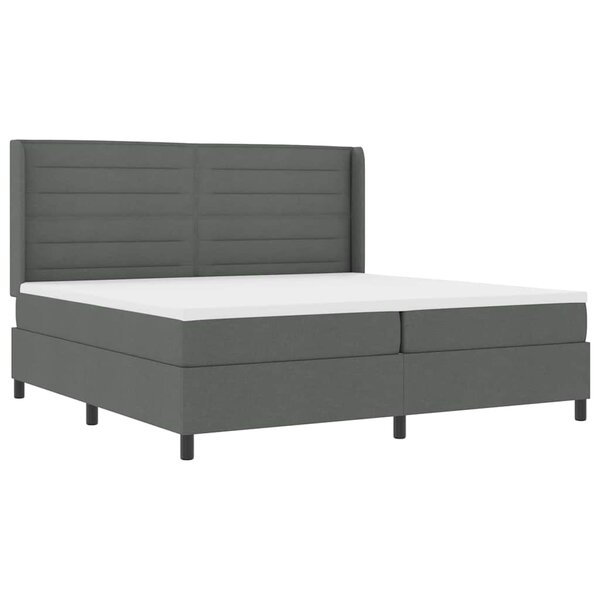 vidaXL Lit à ressort LED avec matelas Gris foncé 200 x 200 cm tissu