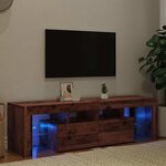 vidaXL Meuble TV avec lumières LED vieux bois bois d'ingénierie