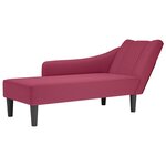 vidaXL Fauteuil long avec accoudoir droit rouge bordeaux velours