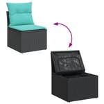 vidaXL Salon de jardin 11 Pièces avec coussins noir résine tressée