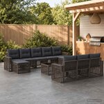vidaXL Ensemble de canapé de jardin 11 pc Gris et Gris foncé polyrotin