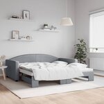 vidaXL Lit de jour avec lit gigogne gris clair 100x190 cm tissu