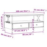 vidaXL Table basse chêne fumé 100x51x45 cm bois d'ingénierie