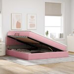 vidaXL Lit avec rangement et LED avec LED Rose 180 x 200 cm Velours