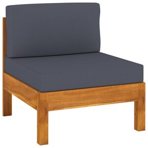 vidaXL Salon de jardin 7 Pièces avec coussins gris foncé Bois d'acacia