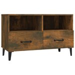 vidaXL Meuble TV Chêne fumé 80x36x50 cm Bois d'ingénierie