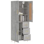 vidaXL Buffet haut Gris béton 69 5x34x180 cm Bois d'ingénierie