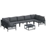 vidaXL Ensemble de canapé de jardin 8 pc Noir Acier