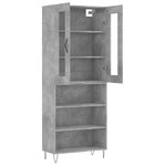 vidaXL Buffet haut Gris béton 69 5x34x180 cm Bois d'ingénierie