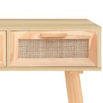 vidaXL Table console Marron 105x30x75cm Bois massif pin /rotin naturel