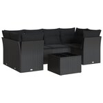vidaXL Salon de jardin 7 Pièces avec coussins noir résine tressée