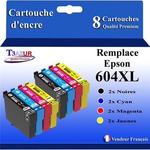 8x Cartouches compatibles avec  Epson 604 XL pour Epson Expression Home XP-2200 XP-2205 XP-3200 XP-3205 XP-4200 XP-4205 Workforce WF-2910 WF-2930 WF-2935 WF-2950DWF