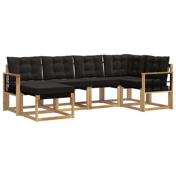 vidaXL Ensemble de canapés d'extérieur 6 pc Blanc et noir