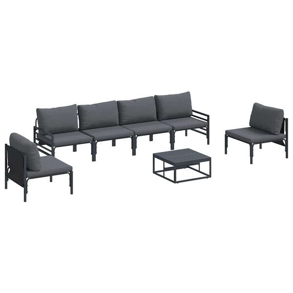 vidaXL Ensemble de canapé de jardin 7 pc Noir Acier
