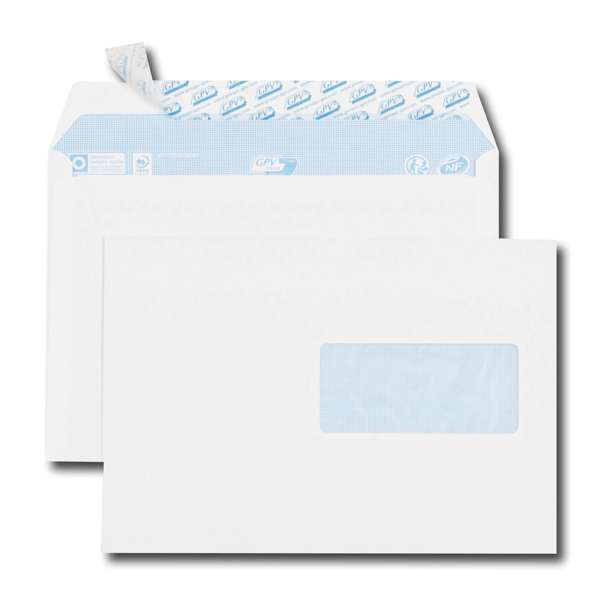 Enveloppe 162 x 229 mm 80 g fenêtre 45 x 100 mm blanche - boîte de