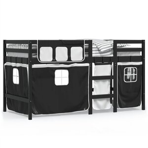 vidaXL Lit mezzanine enfants avec rideaux sans matelas 90x190 cm